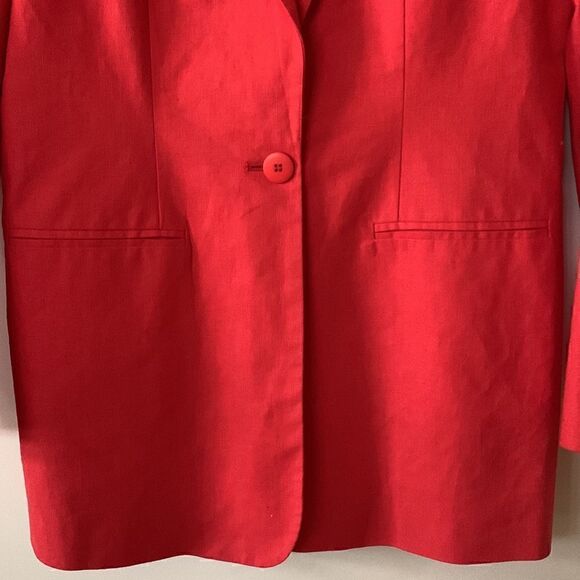 red linen coat vintage blazer coat jacket women's size 8 Newport News - Picture 5 of 8